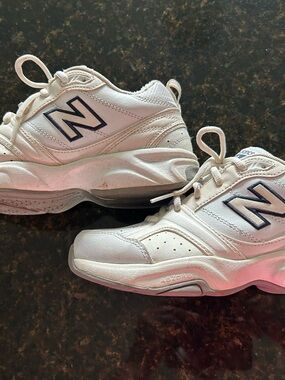 New Balance White Sneakers with Navy 'N' Logos